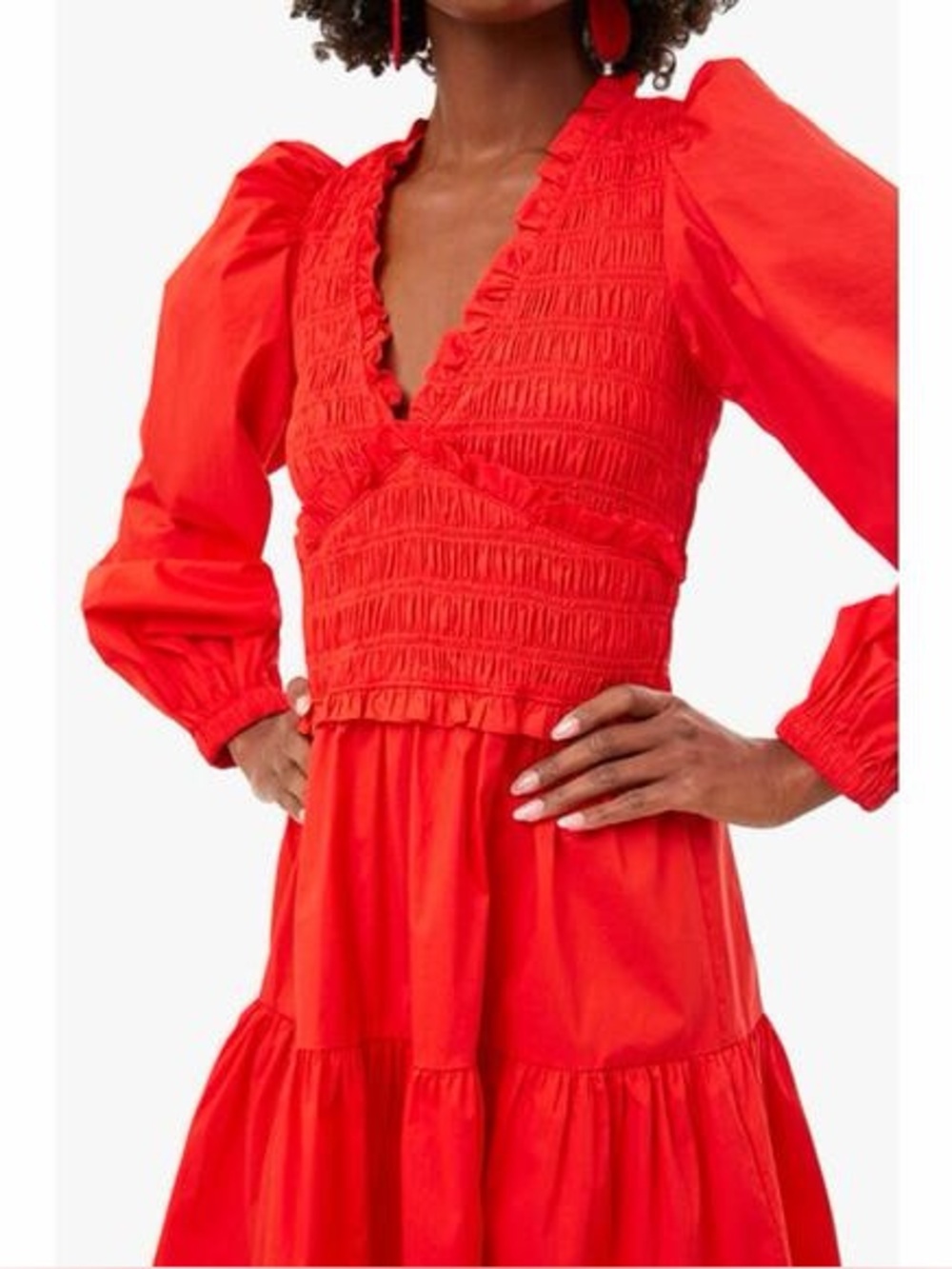 Sea New York “Gaia” Scarlet Smocked Dress, Size 10 - EUC - Picture 3 of 13